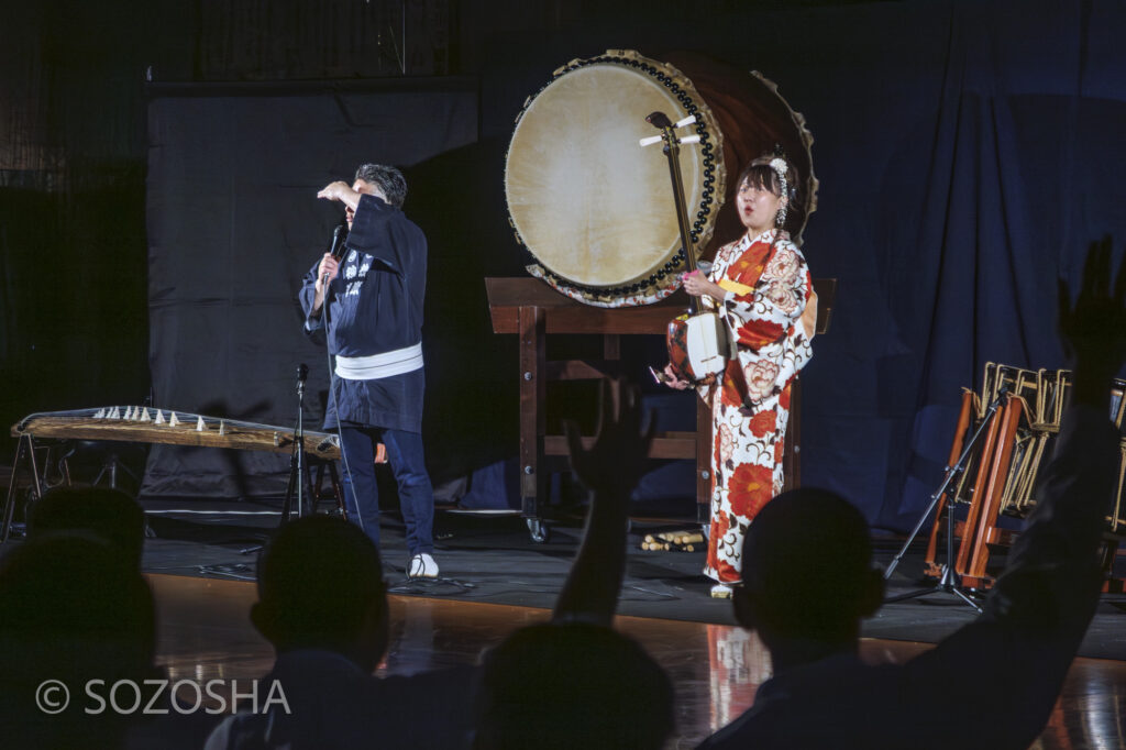 和楽器クイズ | 中学校で芸術鑑賞会 | 和楽器・邦楽器・コンサート |和楽器演奏集団独楽 | 和太鼓、箏(琴)、三味線、篠笛、獅子舞|